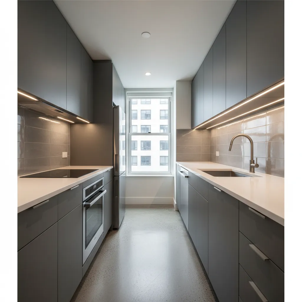 Cocina alargada con distribución en paralelo