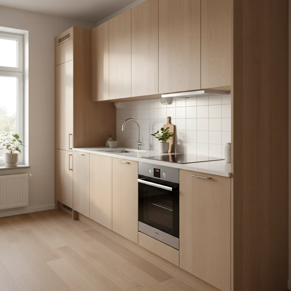 Cocina compacta moderna en apartamento pequeño
