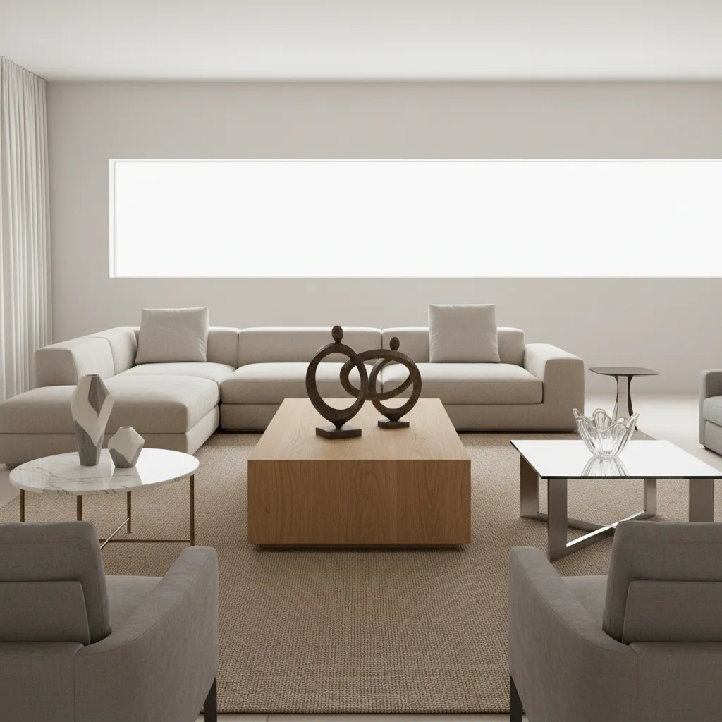 statue material paired with wood marble and glass coffee tables