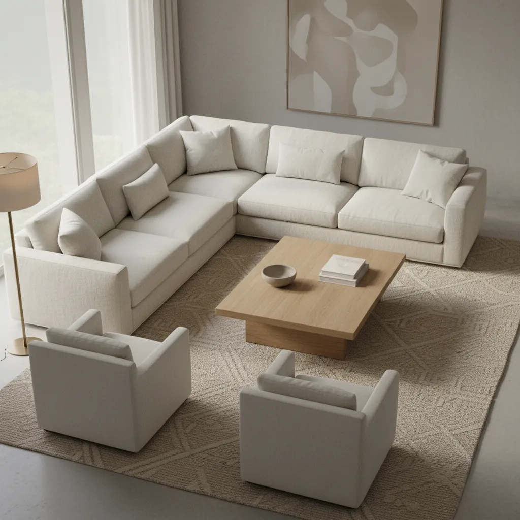 rectangular coffee table properly scaled to sofa in living room