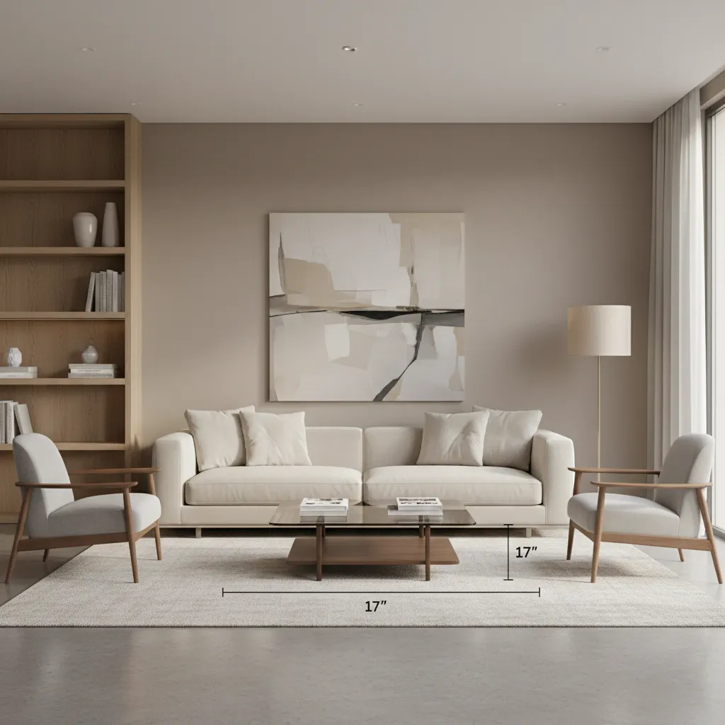 Coffee table placement distance from sofa in living room