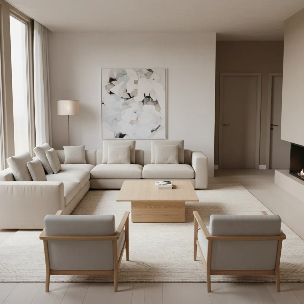 Coffee table placed 16 to 18 inches from sofa in living room layout