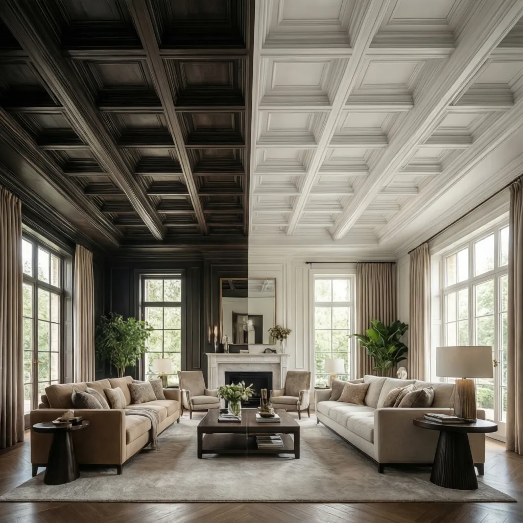 Coffered Ceiling Paint Colors: Contrasting vs Monochromatic Designs