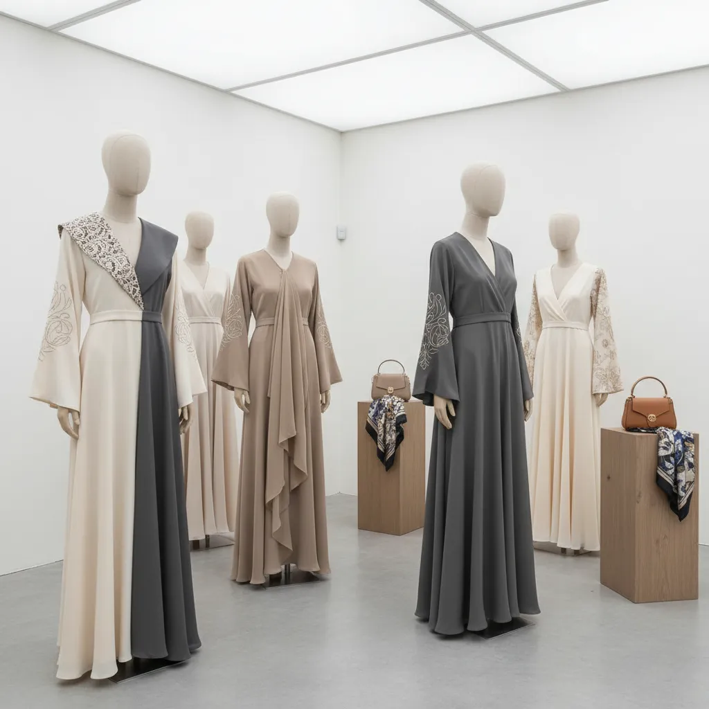 Colección de moda islámica contemporánea con colores elegantes y cortes modernos