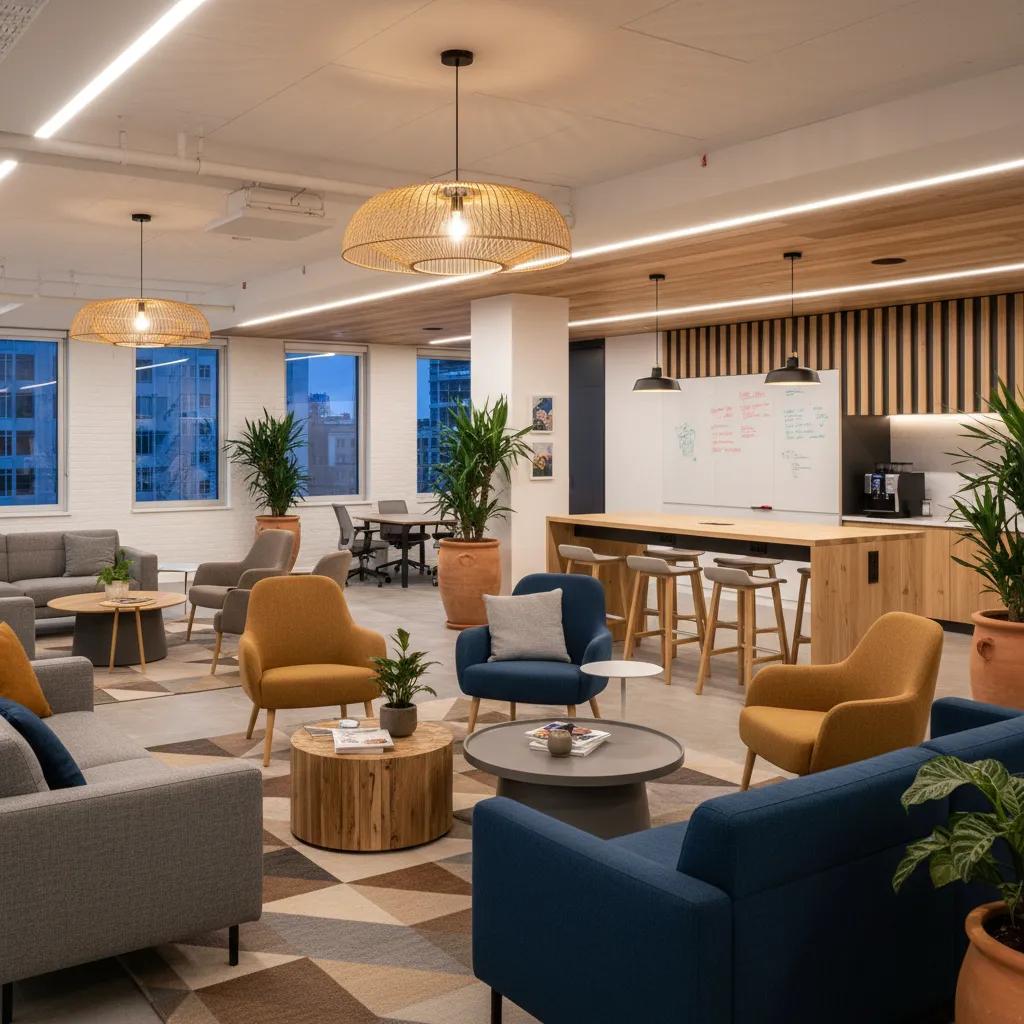 Zona colaborativa dentro de una oficina moderna