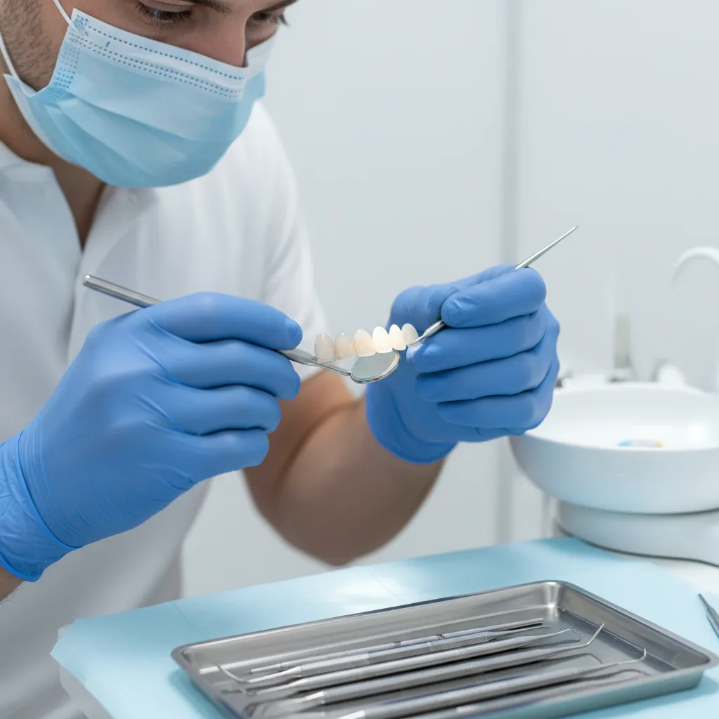 Proceso de colocación de carillas dentales en clínica