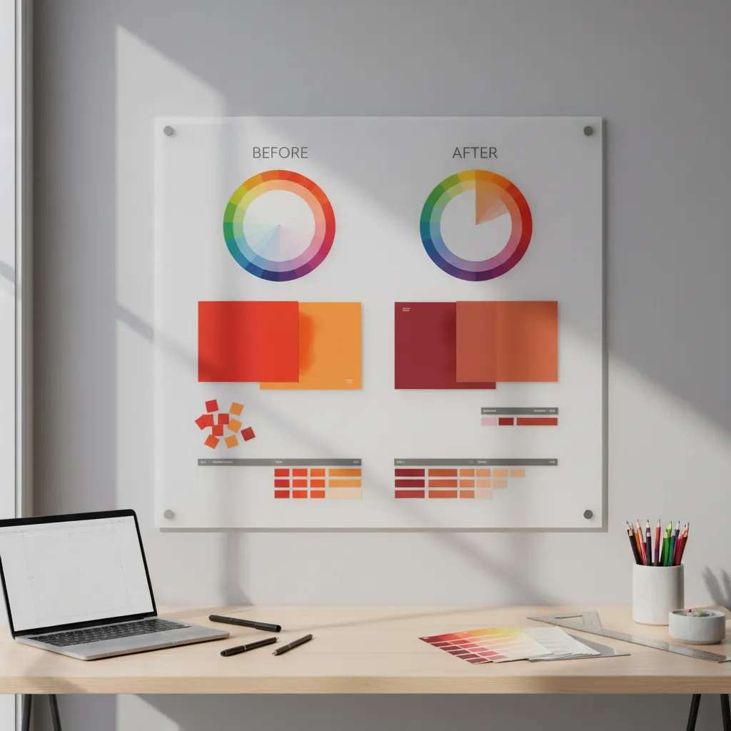 Example showing clashing colors adjusted through hue and saturation changes