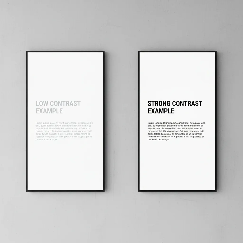 UI design example demonstrating good vs poor color contrast for readability