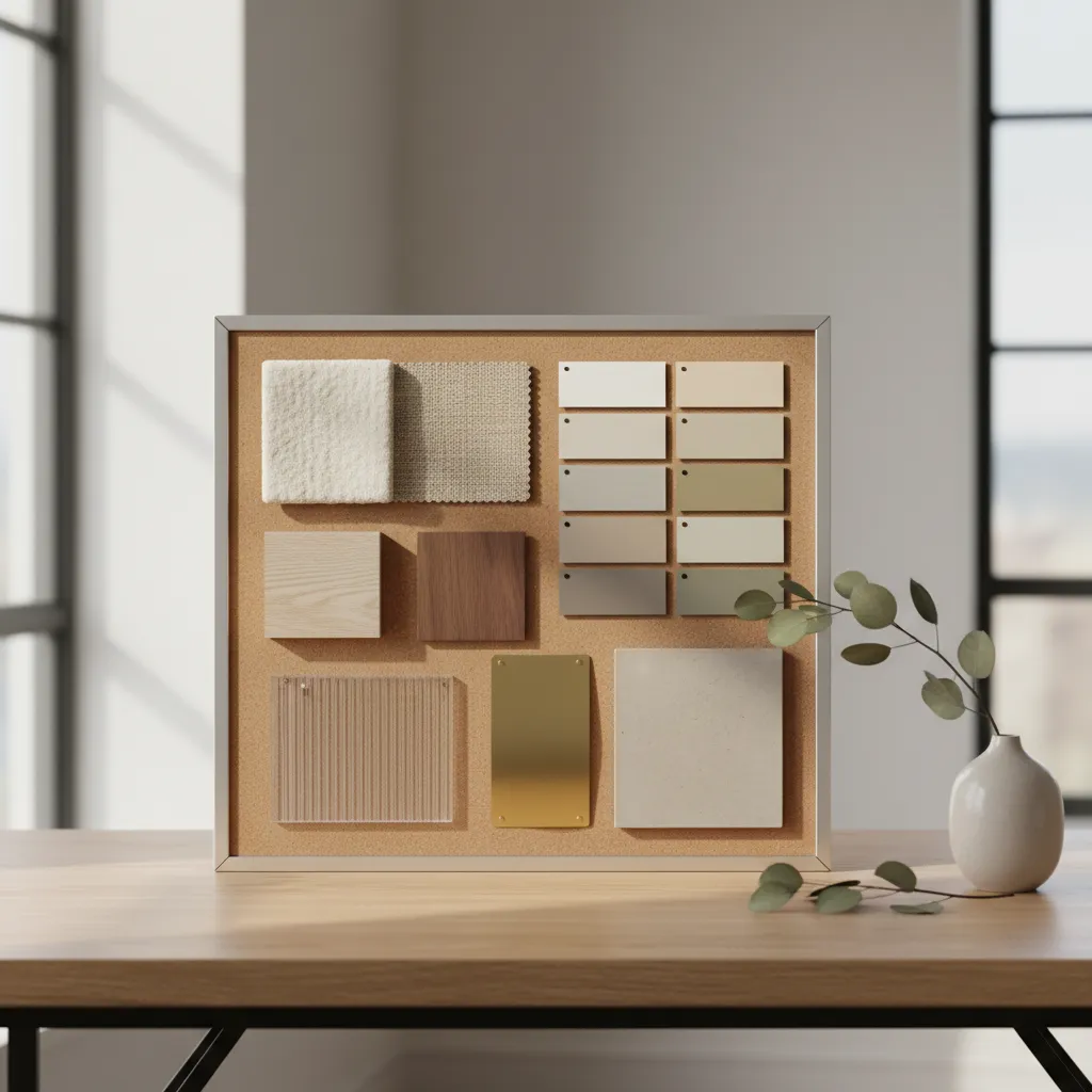 Panel de materiales y colores para diseño interior