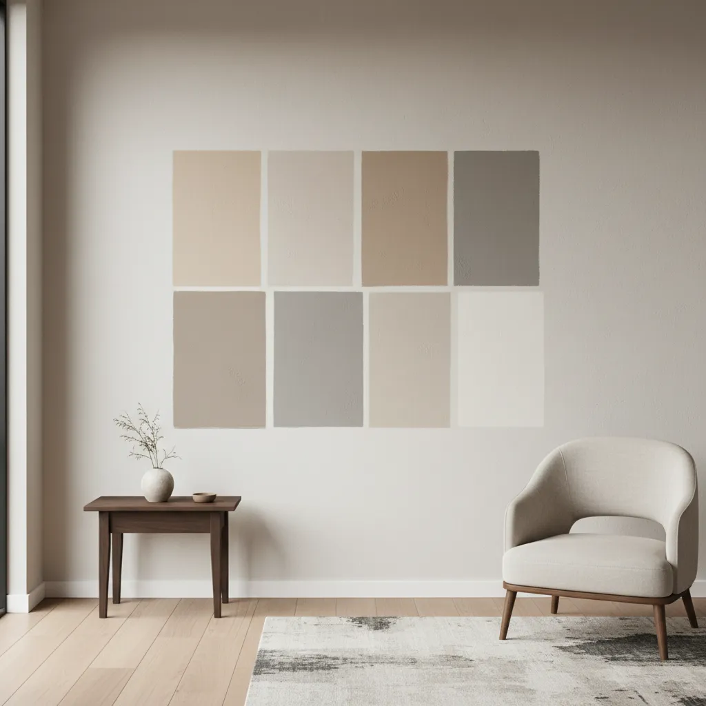 Muestras de pintura probadas directamente en una pared interior