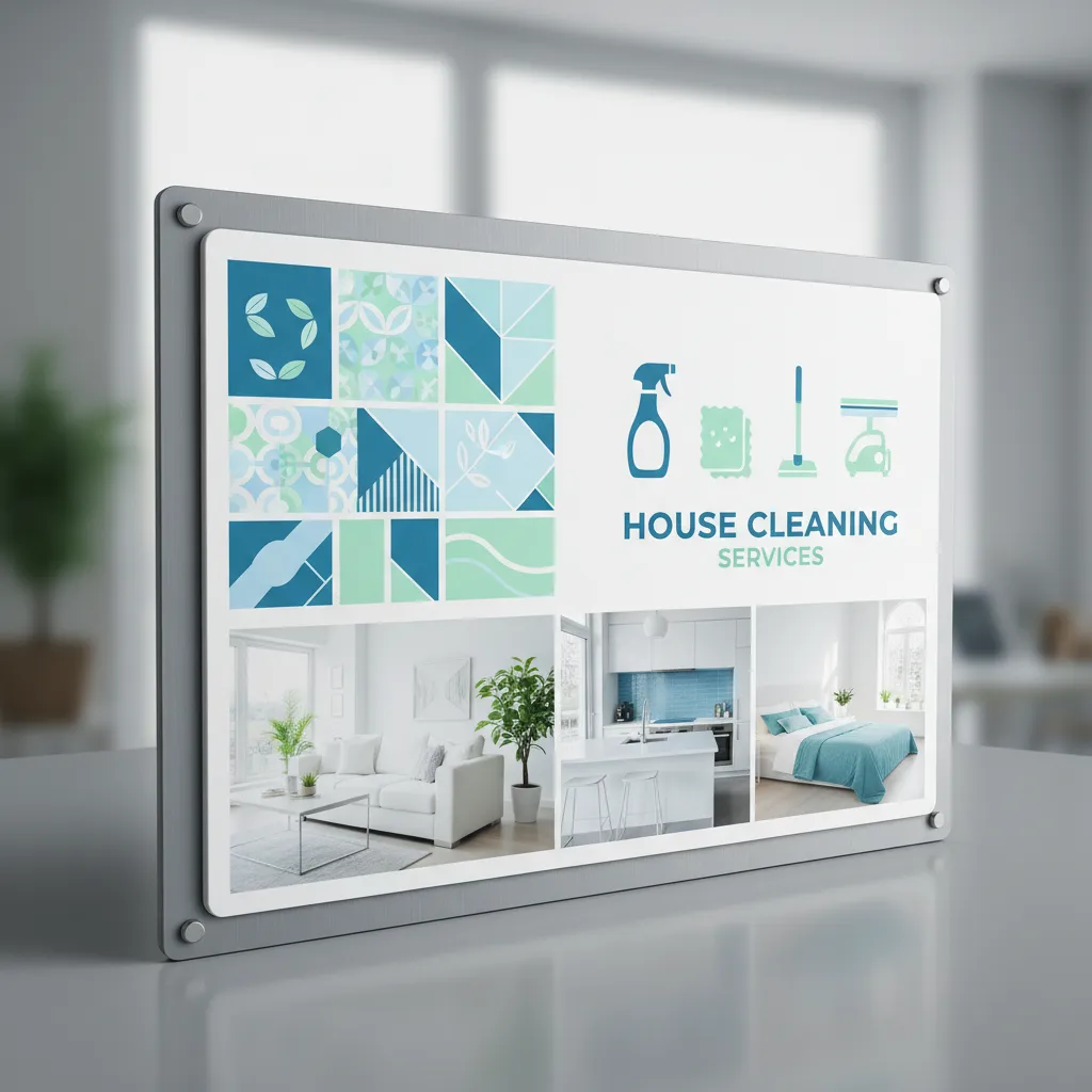 Paleta de colores azul verde y blanco usada en diseño de limpieza