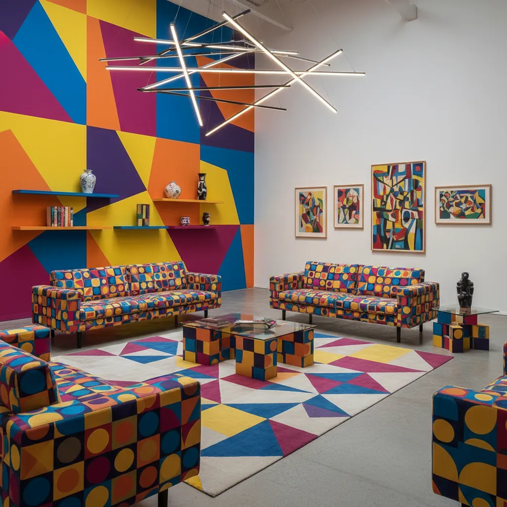 Interior contemporáneo colorido inspirado en diseñadores españoles creativos