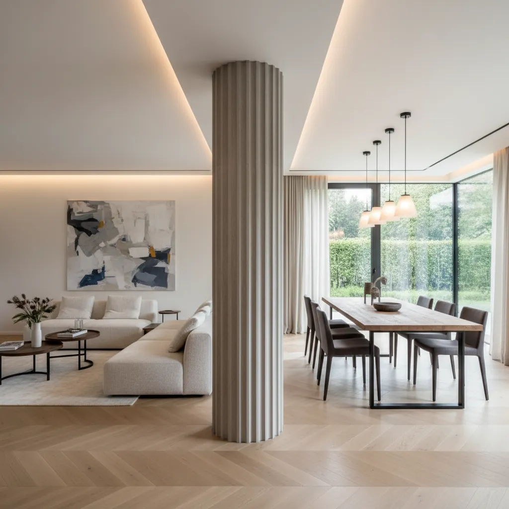 Columna utilizada como separador visual entre comedor y sala