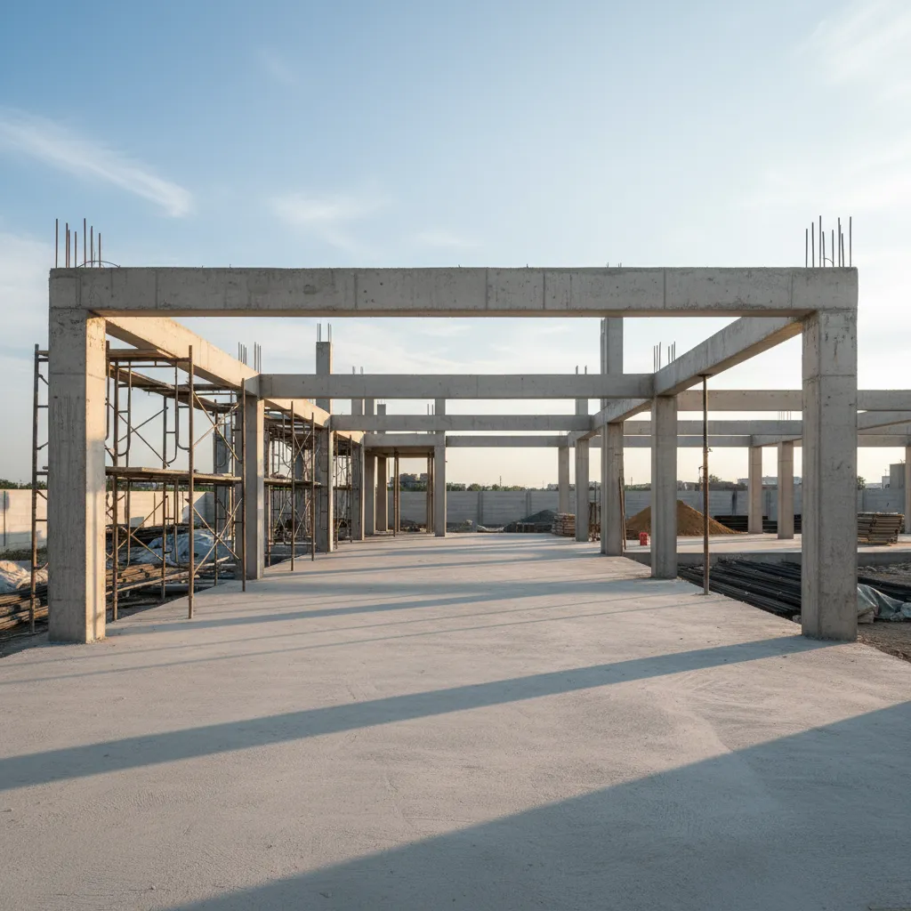 estructura de columnas y vigas de concreto en una vivienda en obra