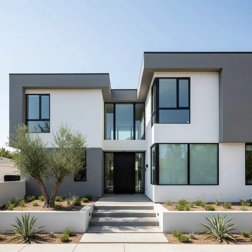 Casa contemporánea con tres colores en la fachada exterior