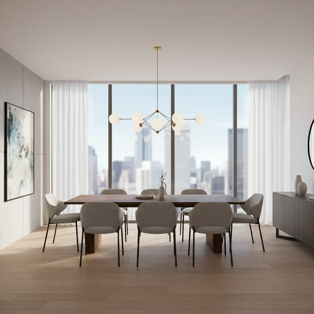 Modelo 3D de un comedor moderno generado en software de diseño