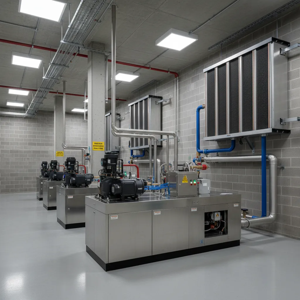 Industrial refrigeration and chiller system used for a professional sports cold recovery room