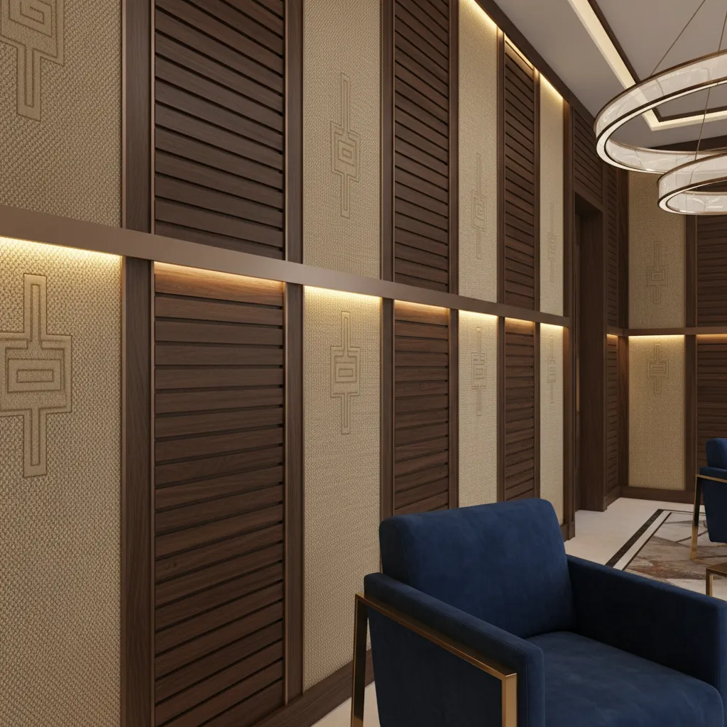 Close view of acoustic wall panels and durable finishes in an event hall