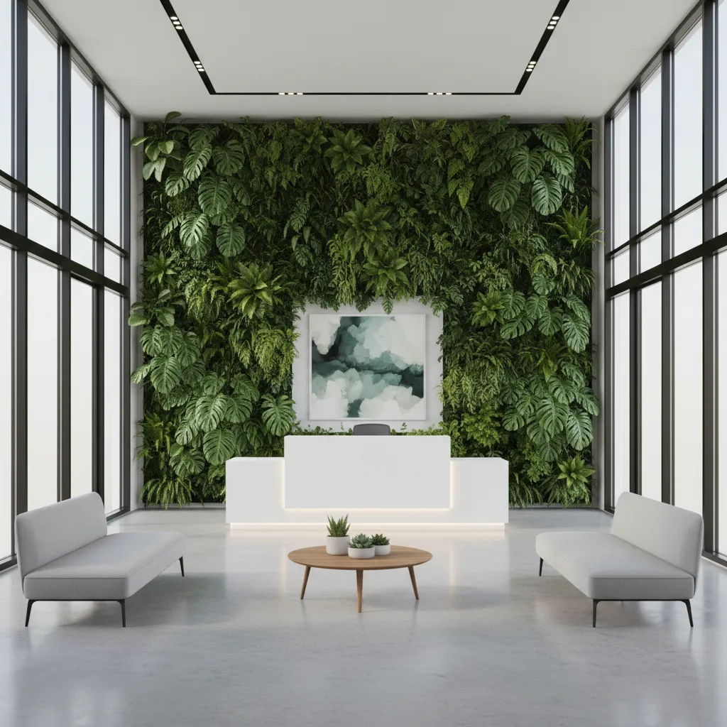 Indoor Green Walls in Offices, Hotels, and Commercial Spaces