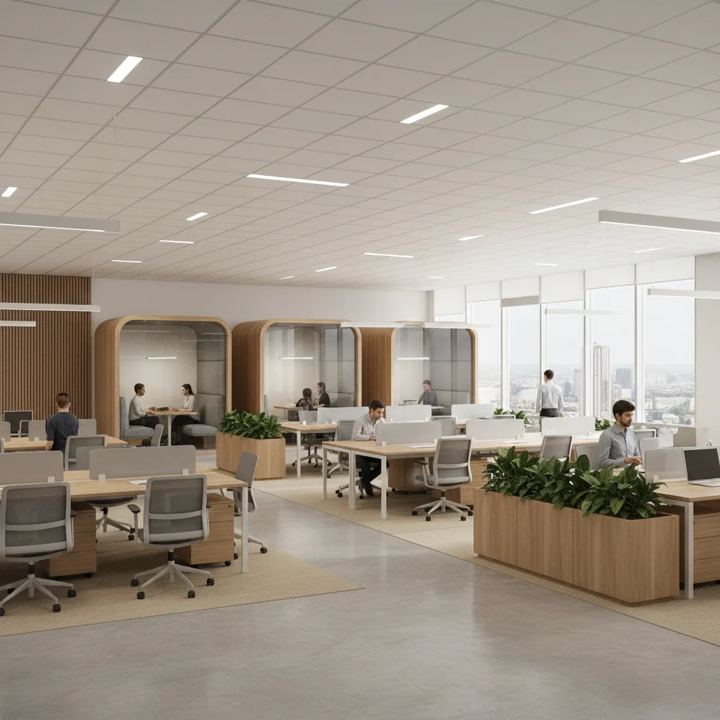 Large modern corporate office interior designed by multinational design firms