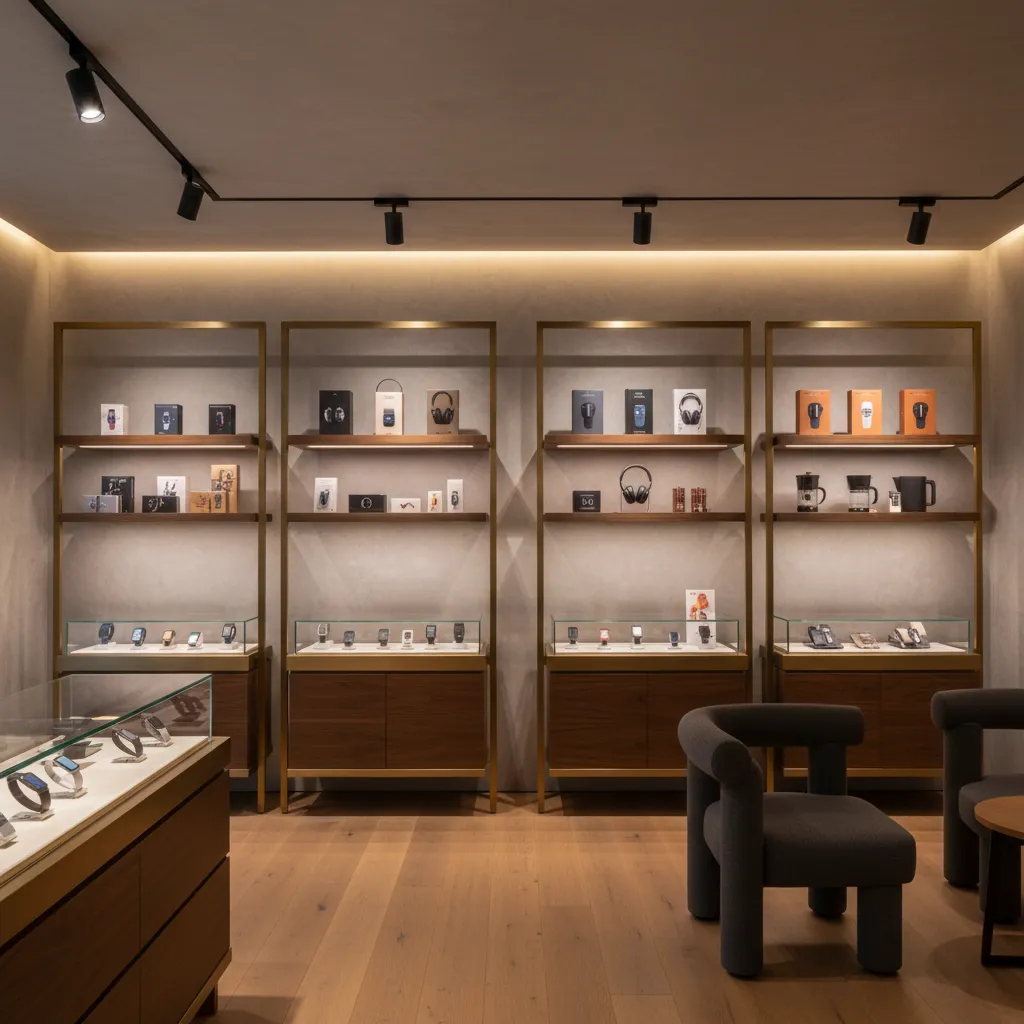 Iluminación de acento destacando productos en tienda