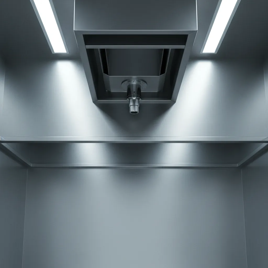 Suppression nozzle installed at kitchen exhaust duct entrance