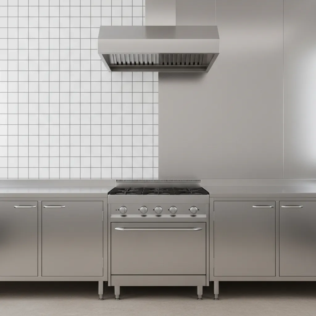 Comparison of stainless steel wall panel and tiled kitchen wall