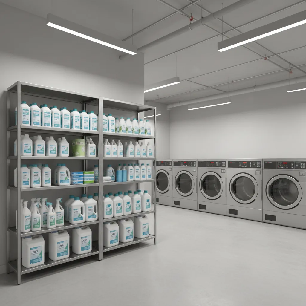Corner Shelf Solutions in Commercial and Professional Laundry Facilities