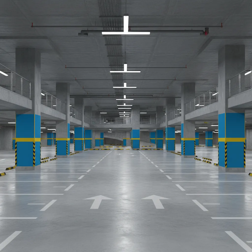 commercial parking structure wall system with safety panels and reflective paint