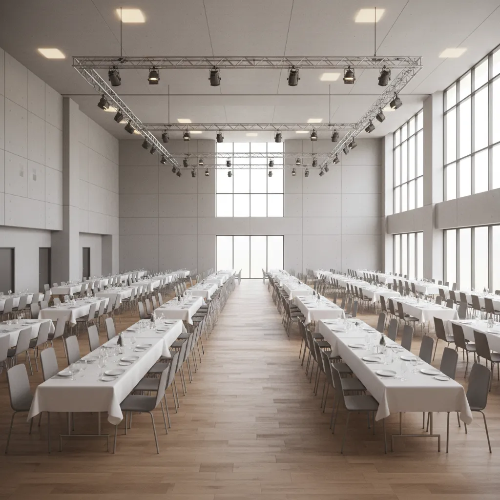 Open plan community hall interior with large flexible event space