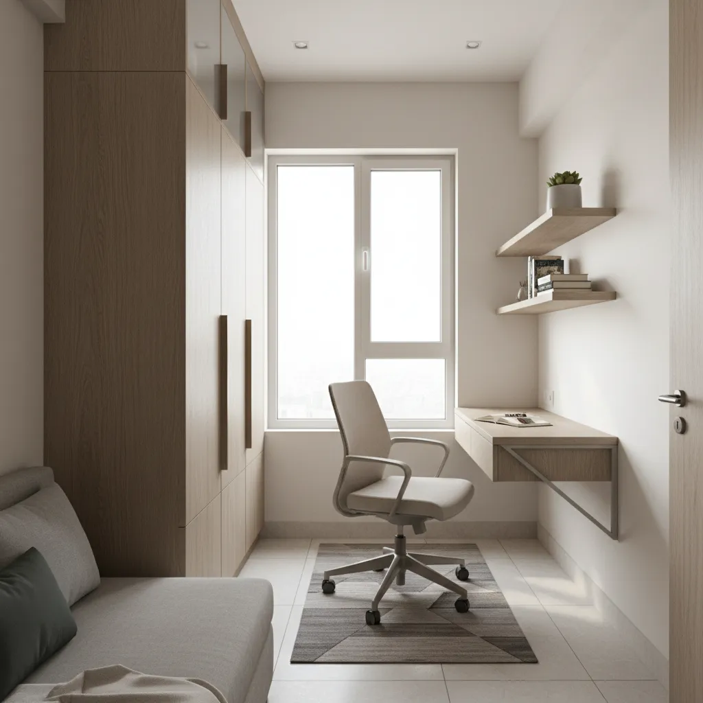 Compact 3BHK apartment interior concept within 1000 sq ft