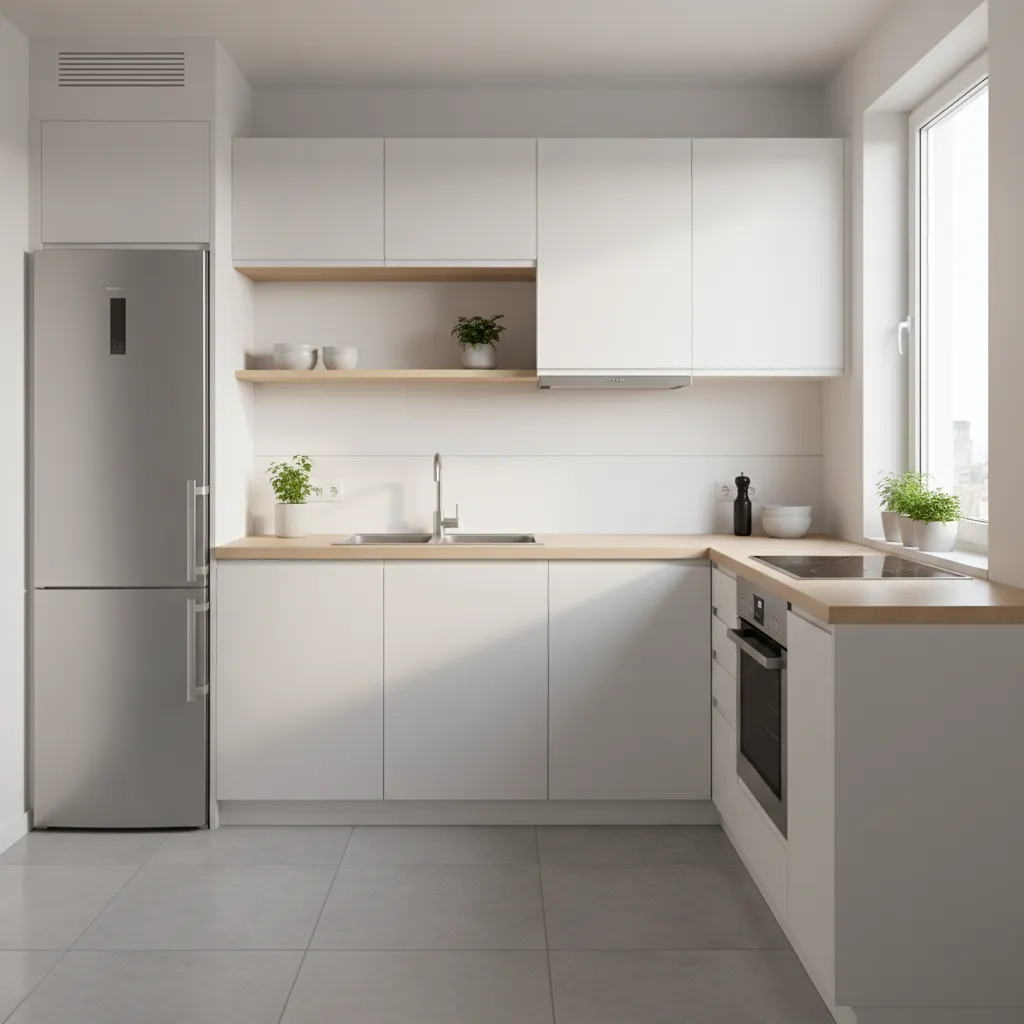 Efficient L shaped kitchen layout in a small apartment