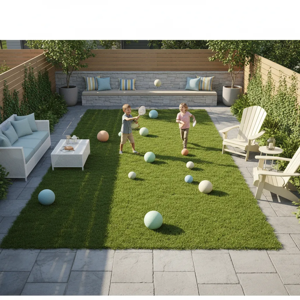 Small backyard using foam and soft equipment for safer outdoor games