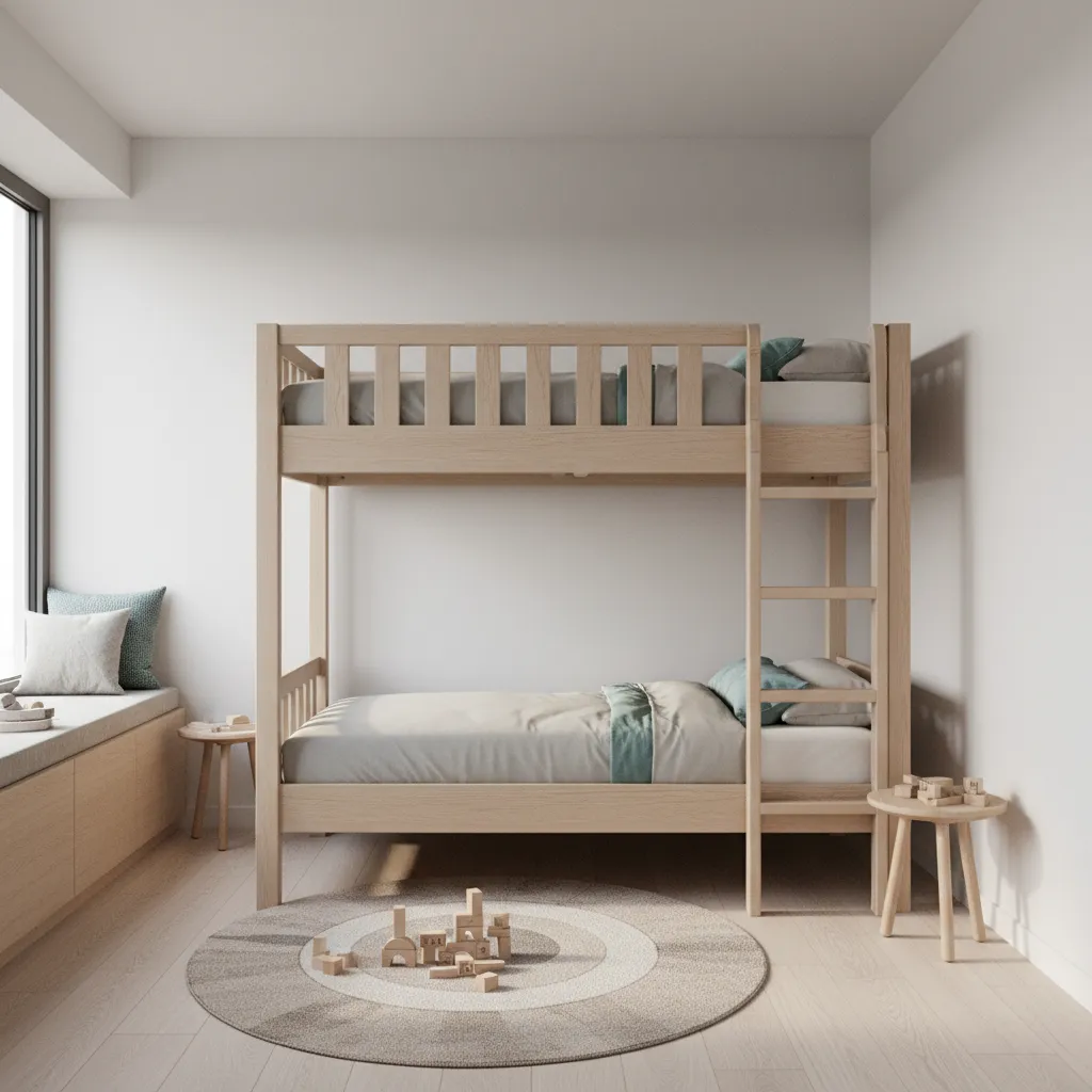 bunk bed saving floor space in a small bedroom