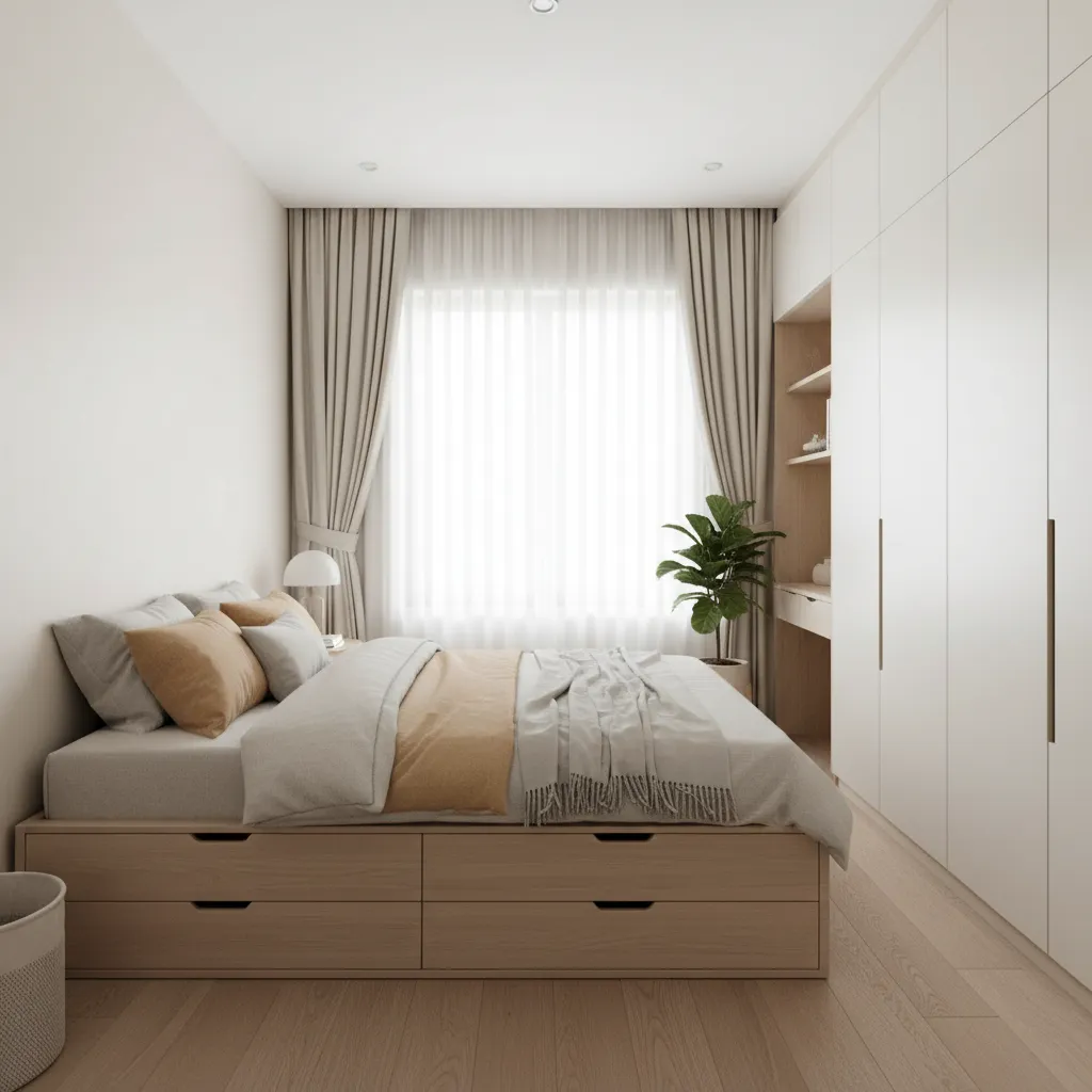 phòng ngủ nhỏ tối ưu nội thất trong nhà 50m2