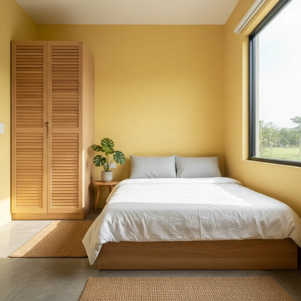 Kamar tidur kecil minimalis pada rumah tipe 36
