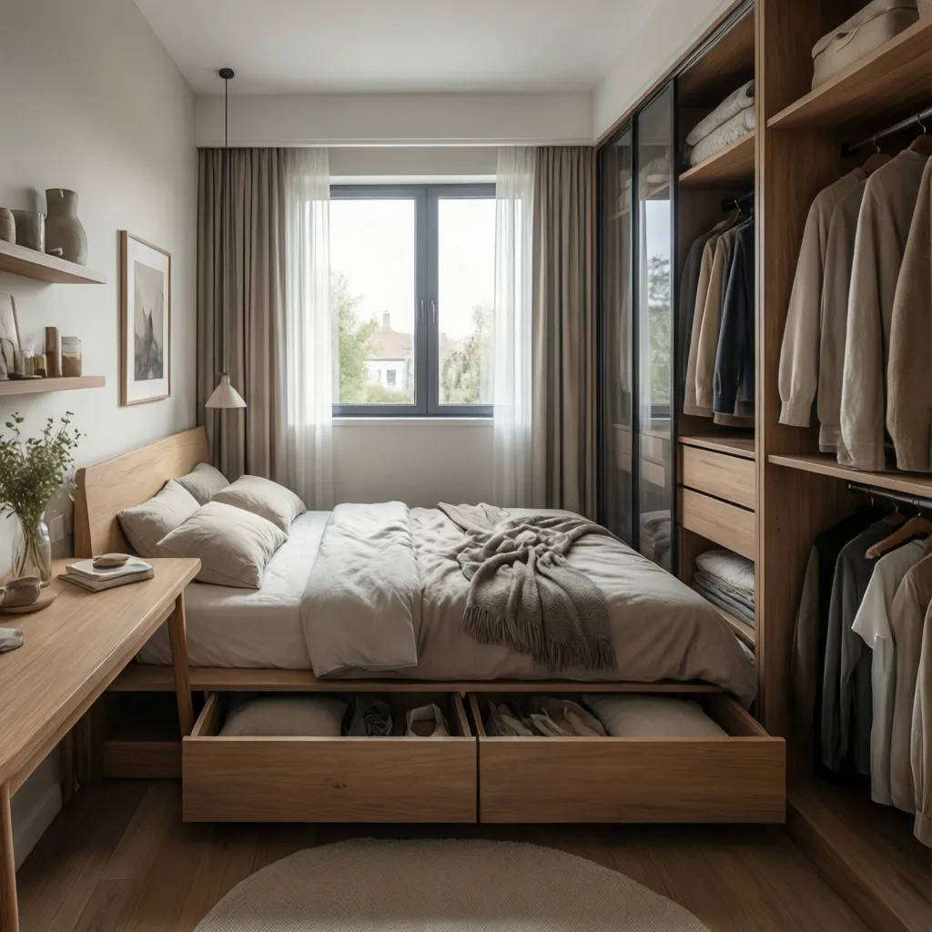 Phòng ngủ nhỏ tối ưu diện tích trong nhà 50m2