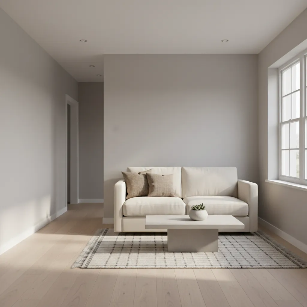 compact bungalow living room with optimized furniture layout