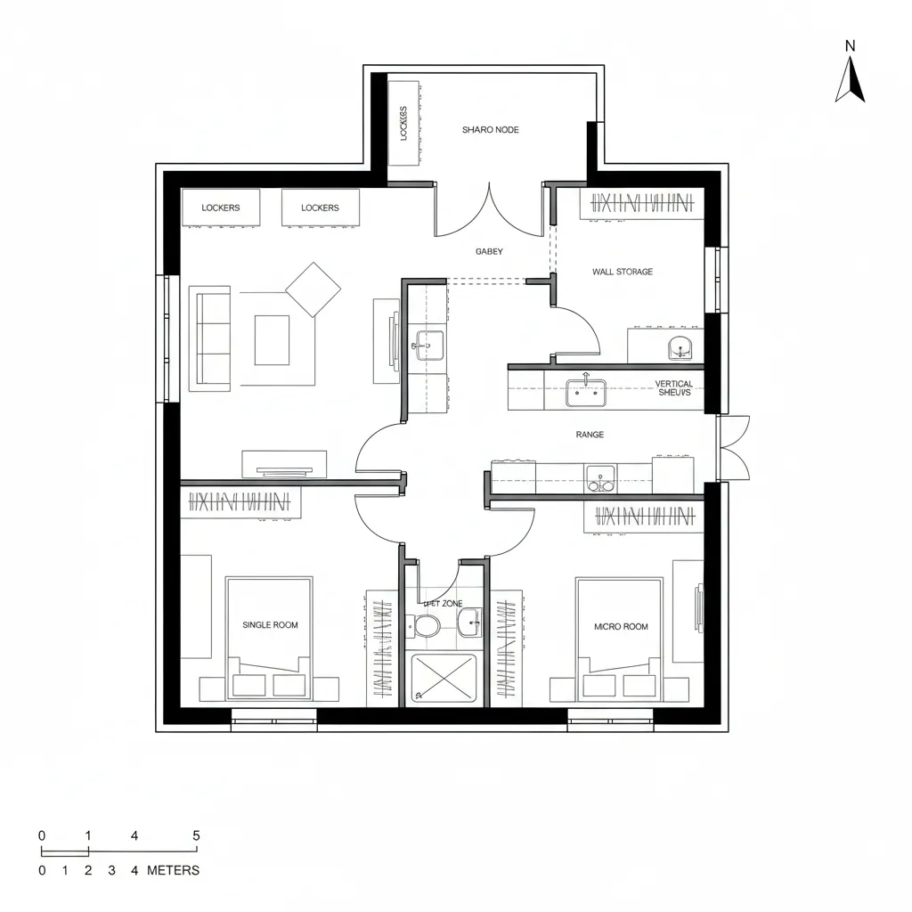 Compact cluster with shared porch