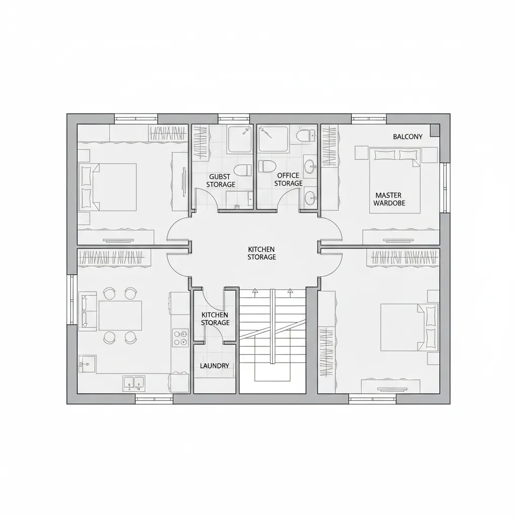 Architectural floor plan showing optimized layout for compact three story house