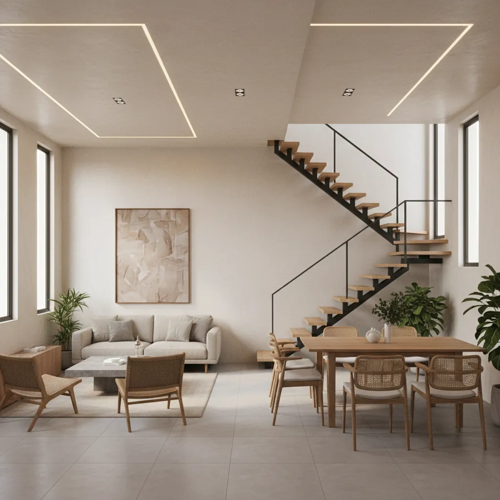 Compact Indian home layout with efficient living and staircase placement