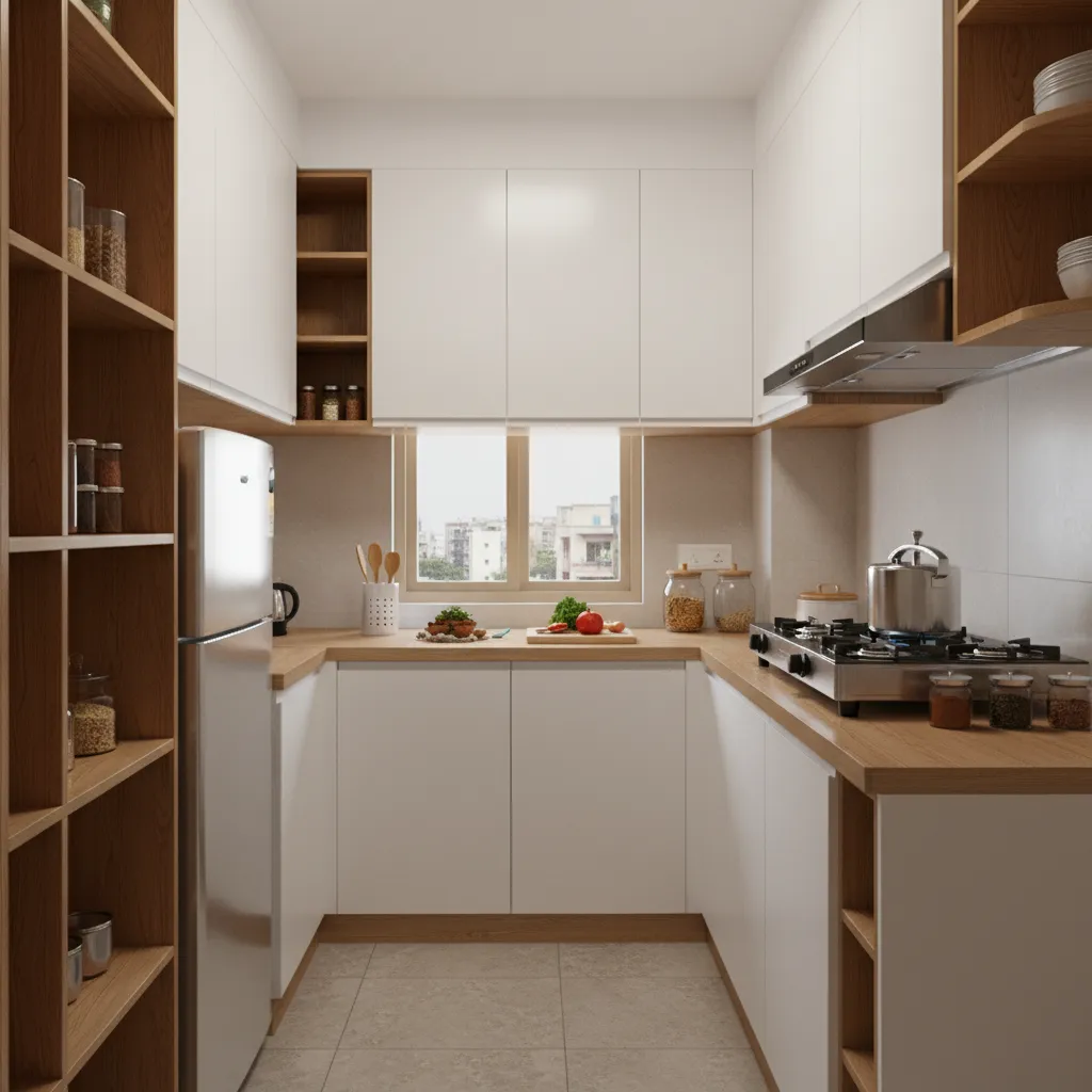 compact indian apartment kitchen with efficient layout