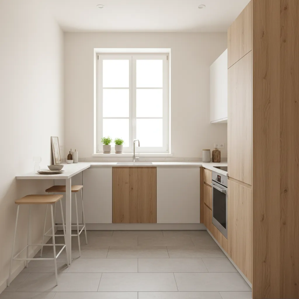 Cocina compacta moderna en una casa pequeña