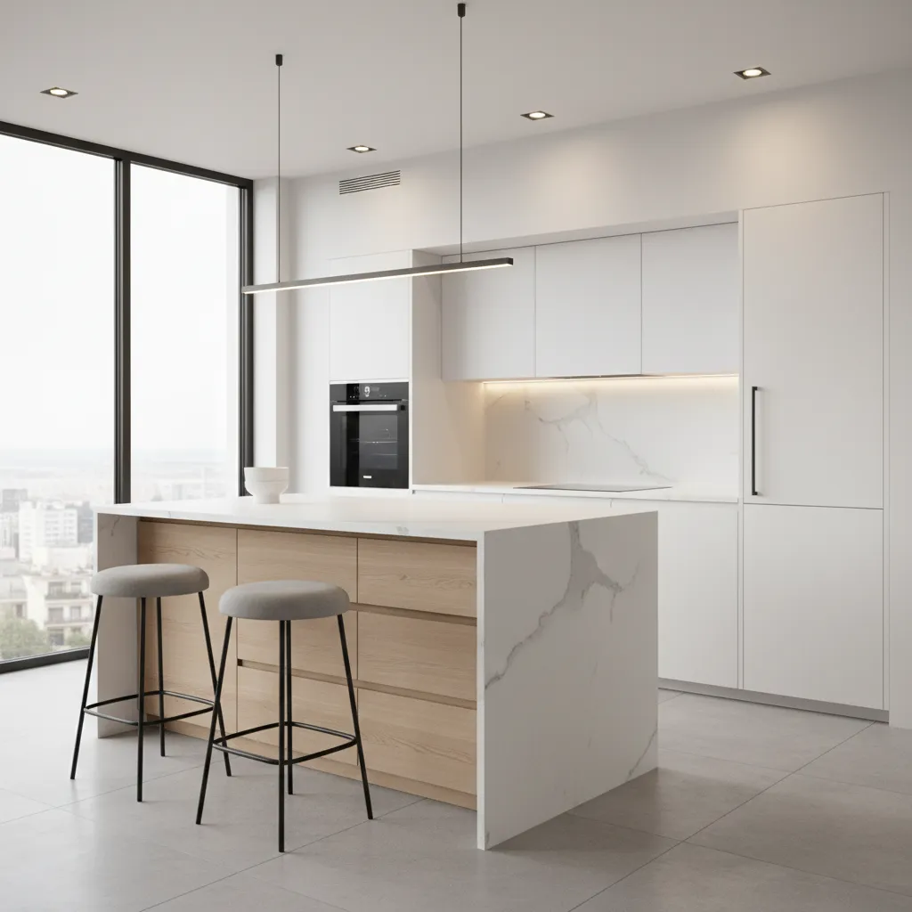 compact kitchen island in apartment kitchen