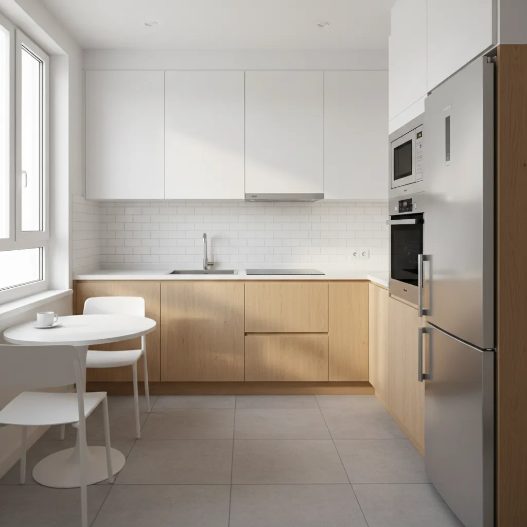 compact kitchen layout showing efficient use of limited space