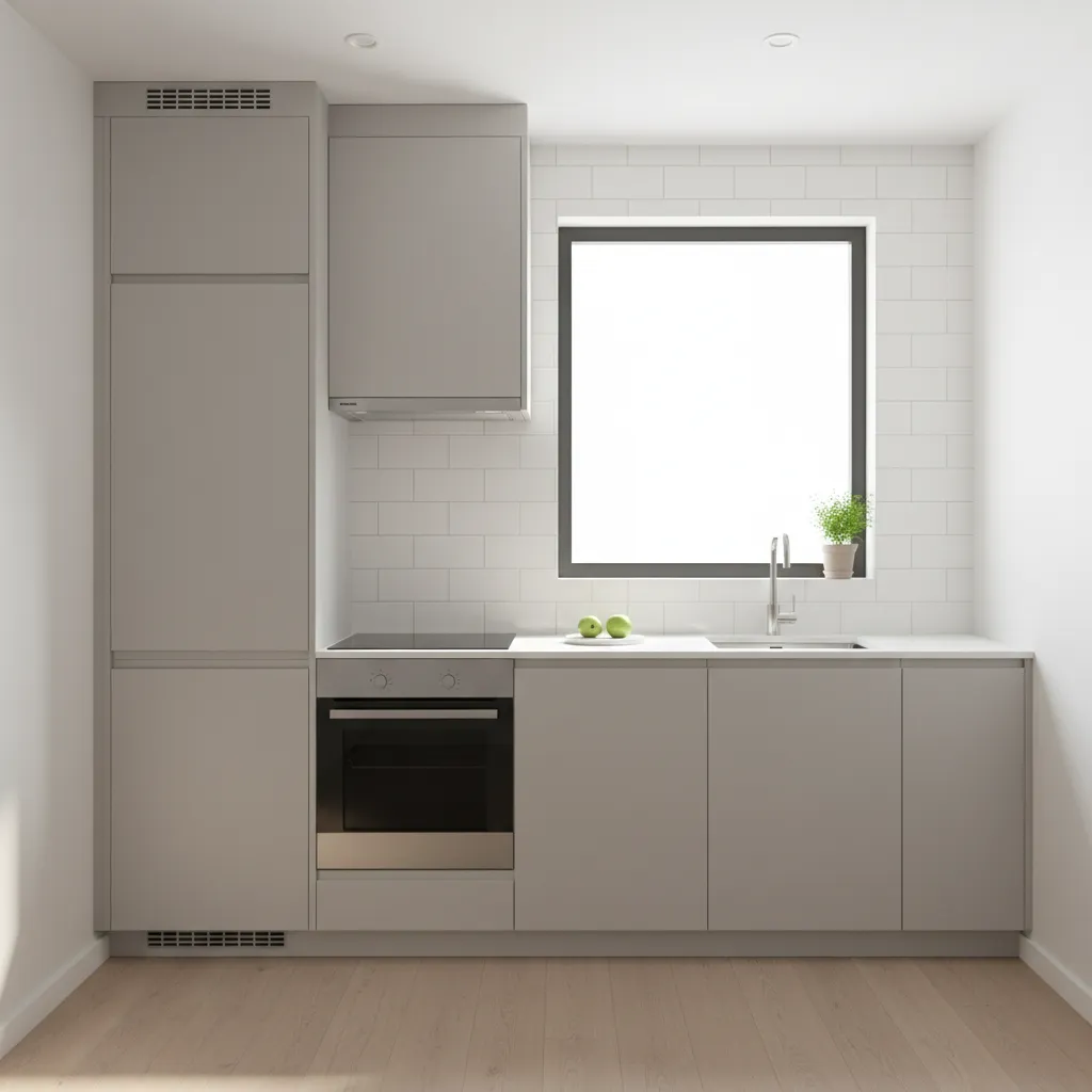 Small apartment kitchen with compact layout and efficient storage