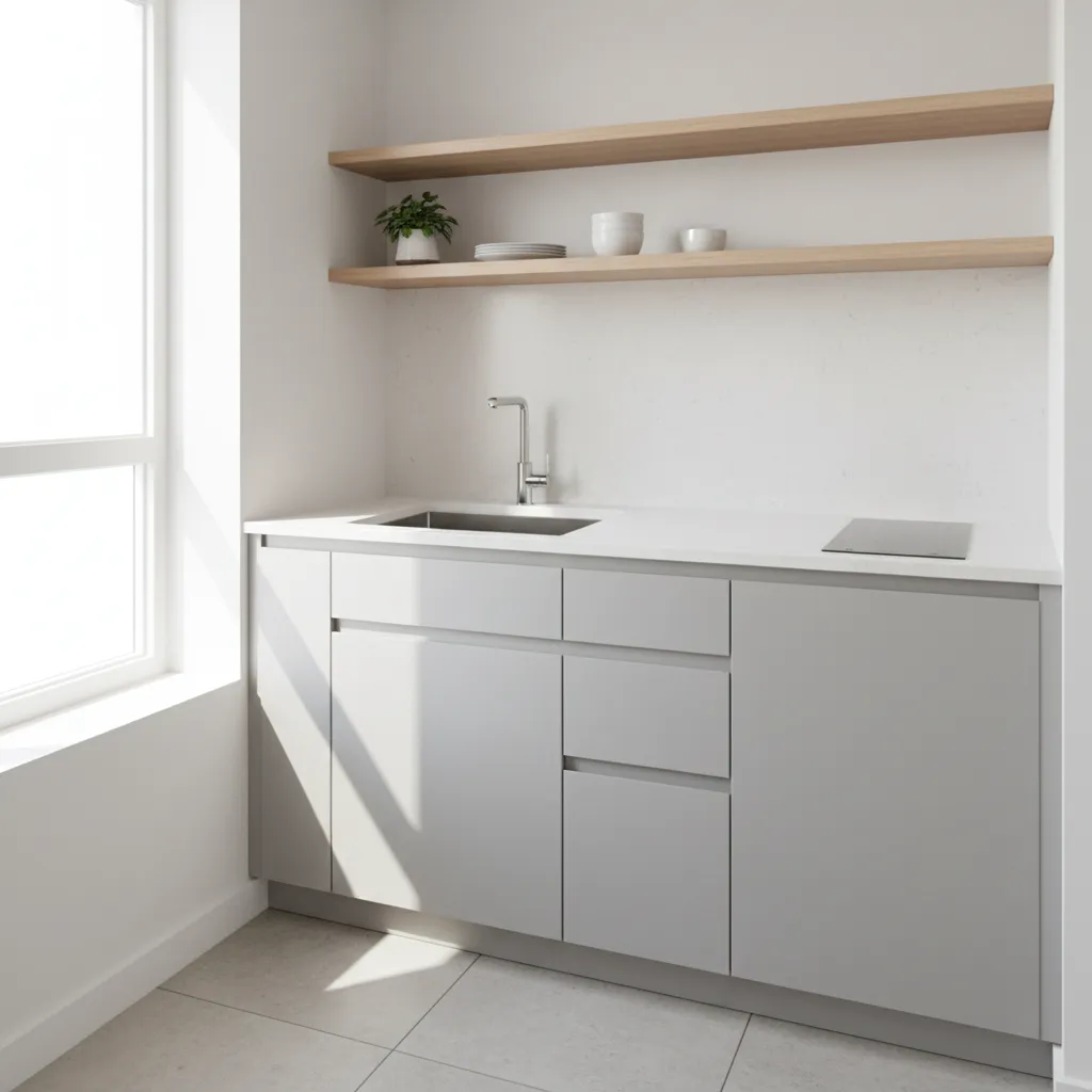 small kitchen with deep single bowl sink maximizing counter space