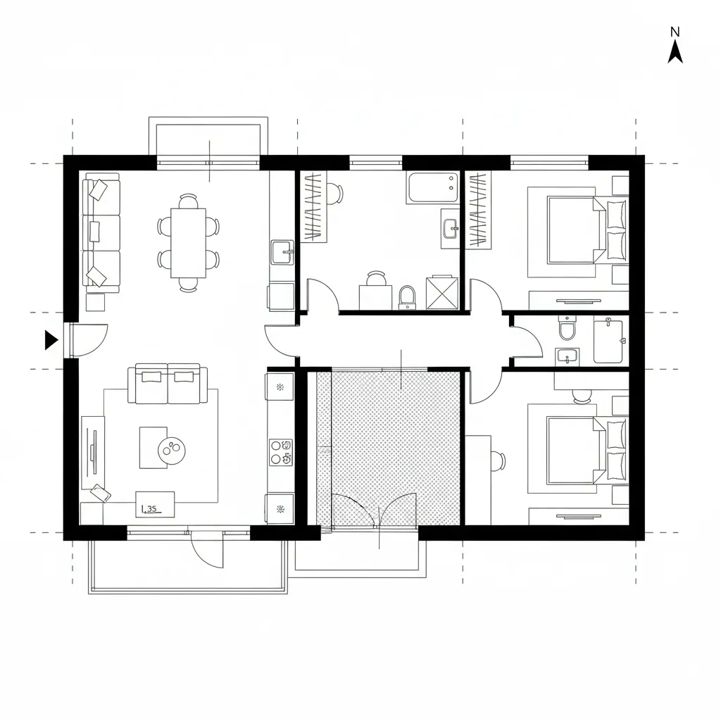 Compact L-Shape with Courtyard Node