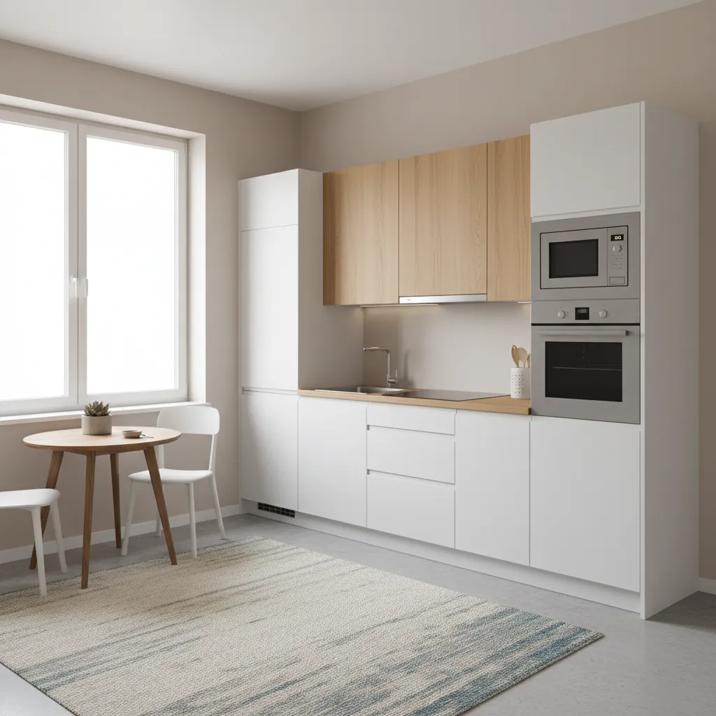 compact modular kitchen design in a very small apartment