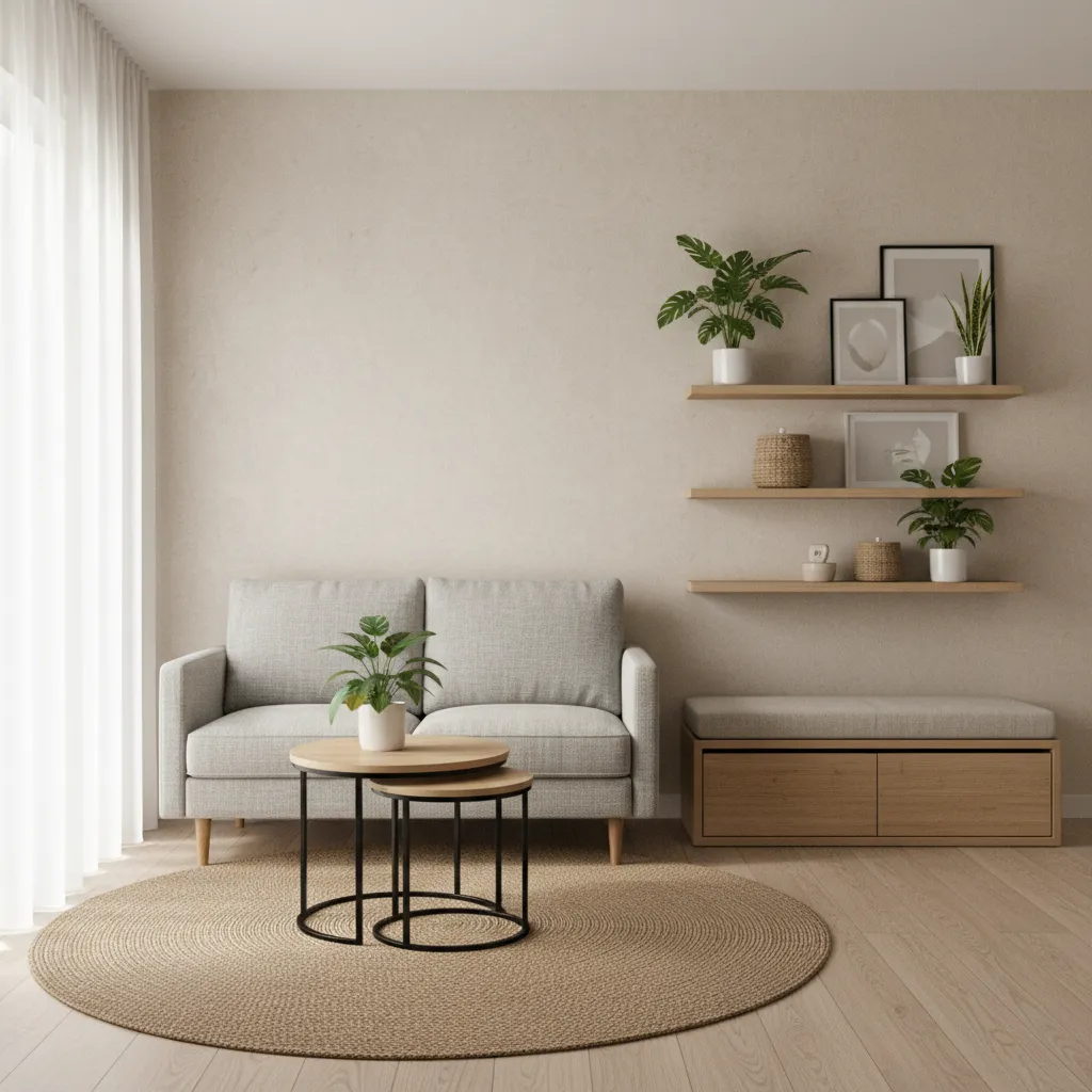 Compact living room furniture setup suitable for small homes